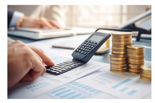 Analyse financière avec calculatrice et pièces