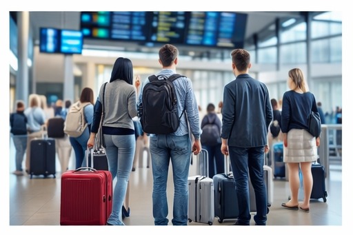 Voyageurs à l'aéroport avec bagages